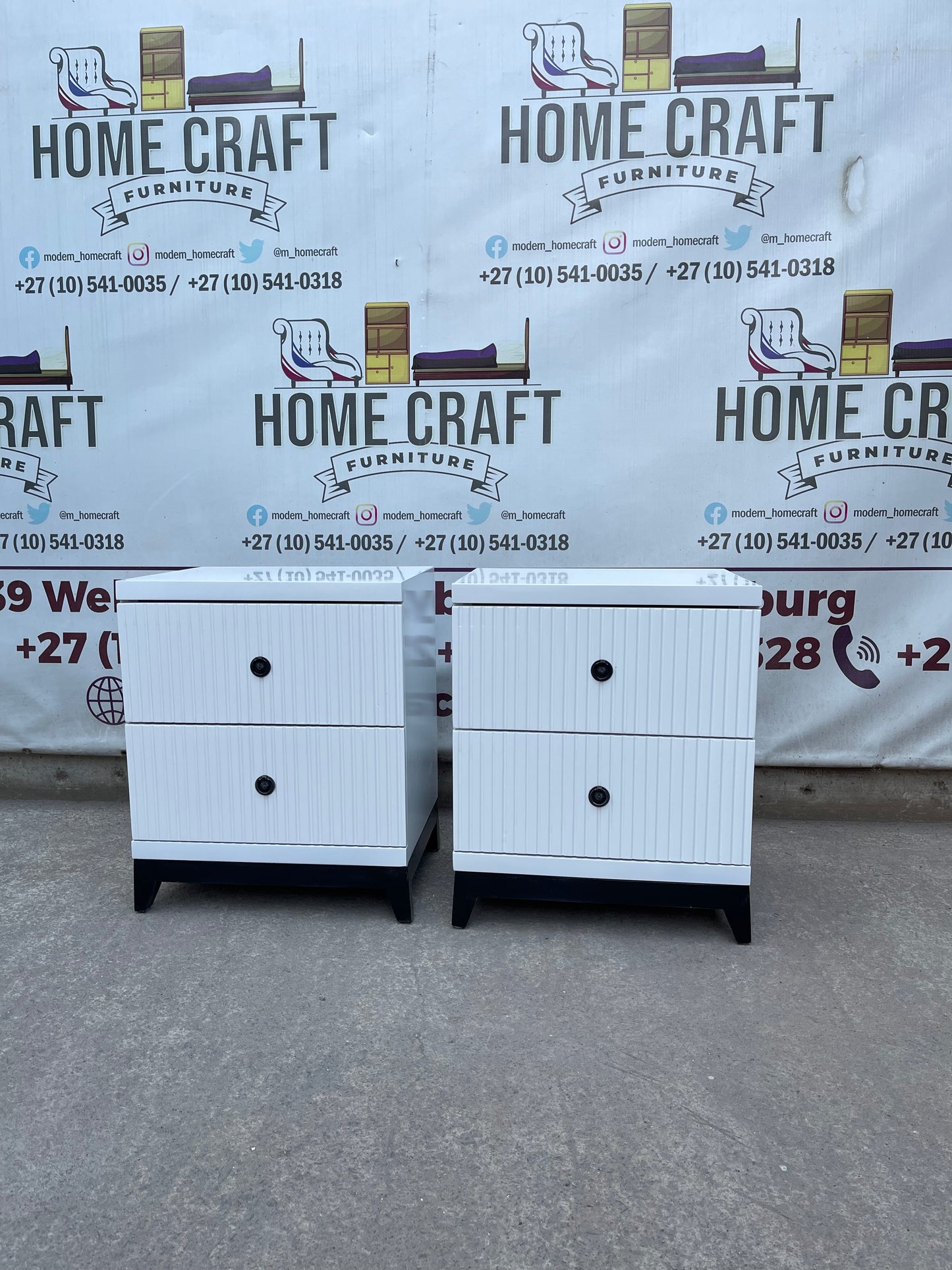 2 Drawer Pedestals With Lines & Pine Legs