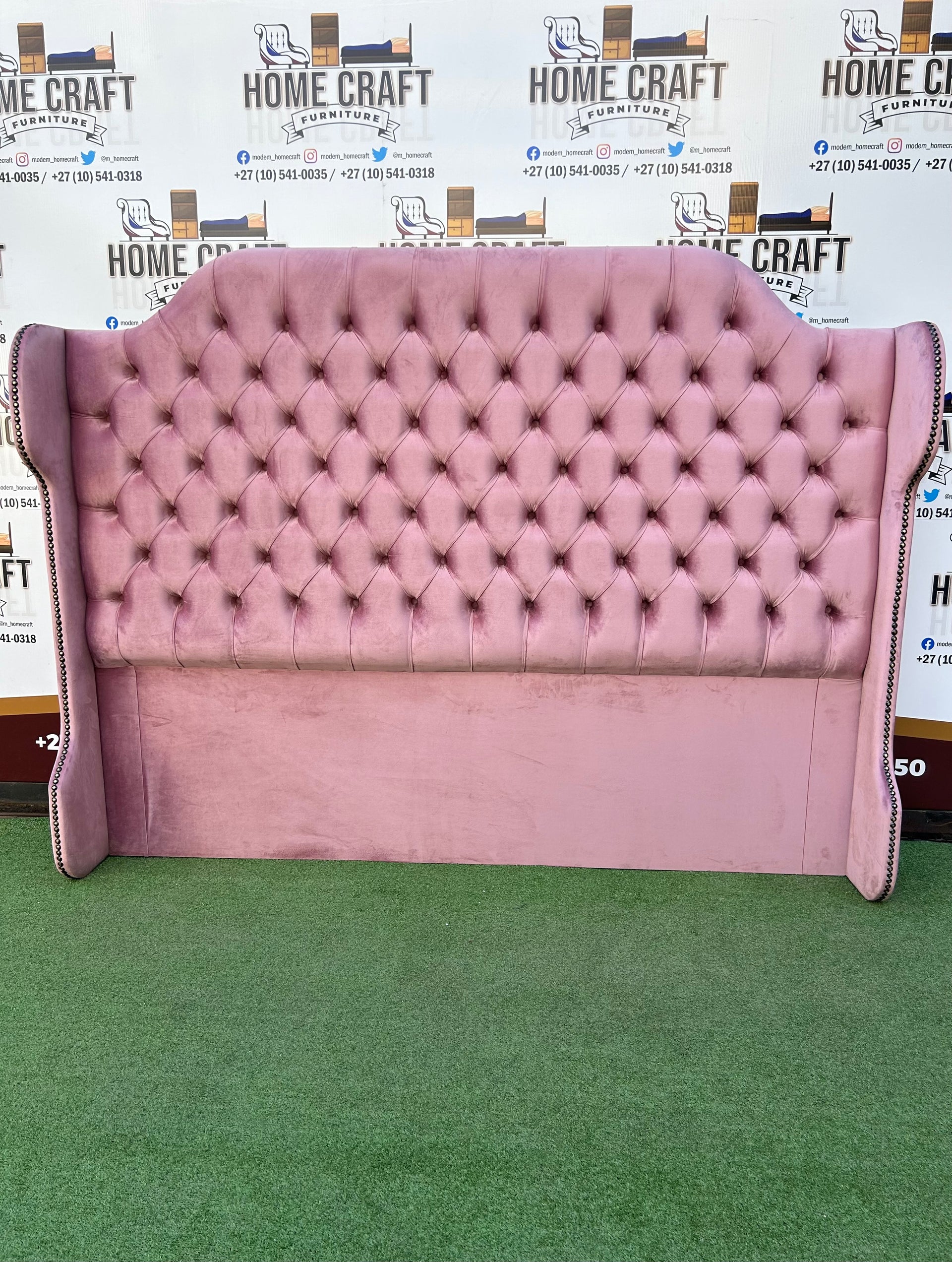 King Diamond Headboard - Curved Wings - Pink