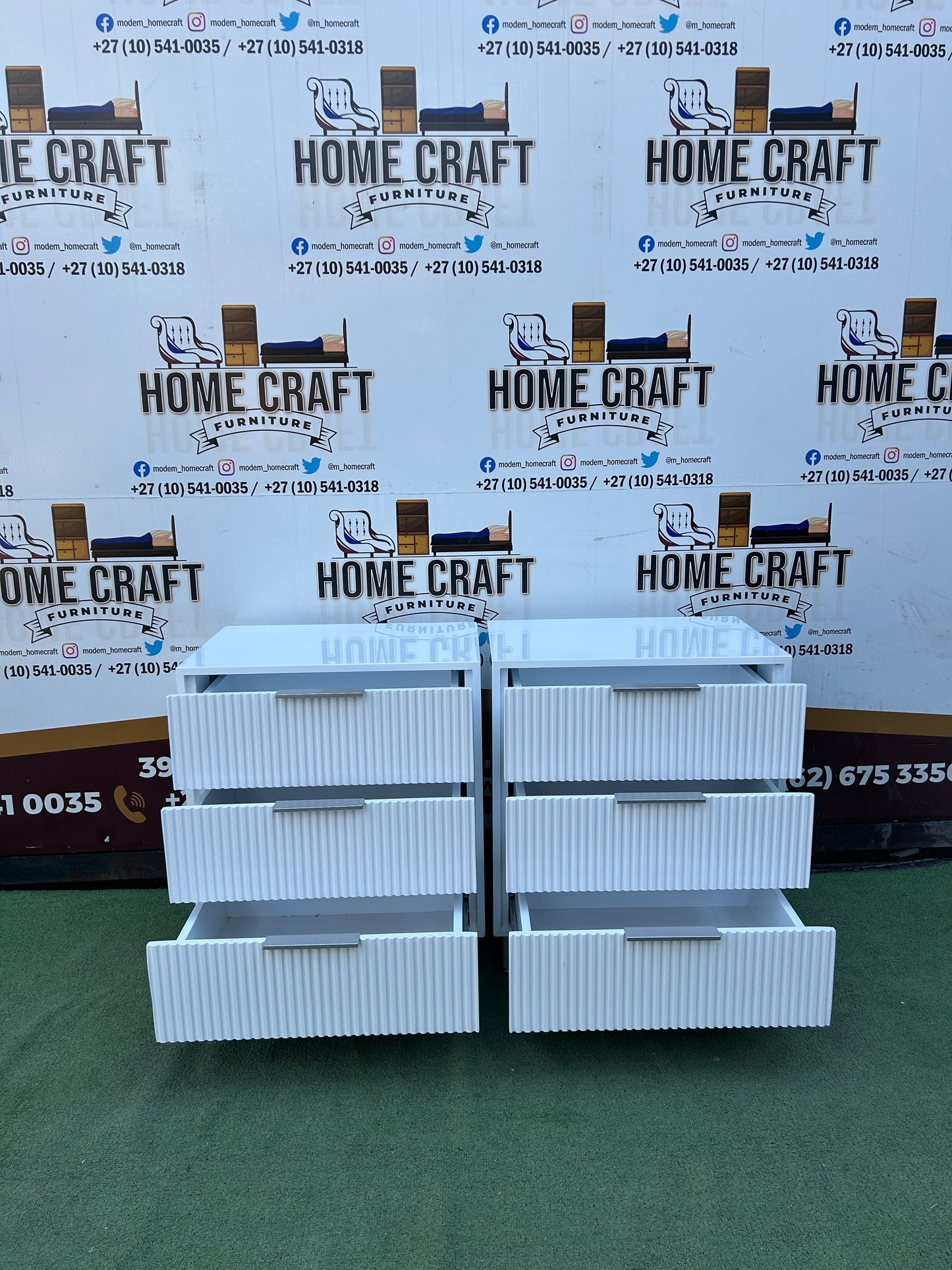 Vuyo 3 Drawer Pedestals - White & Silver