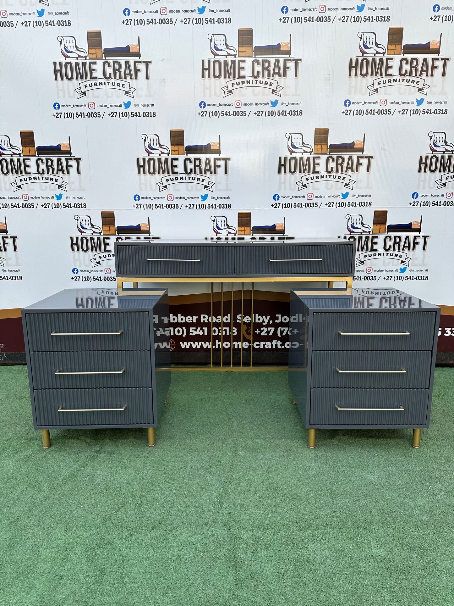 2 Drawer Dresser and 3 Drawer Pedestals x2