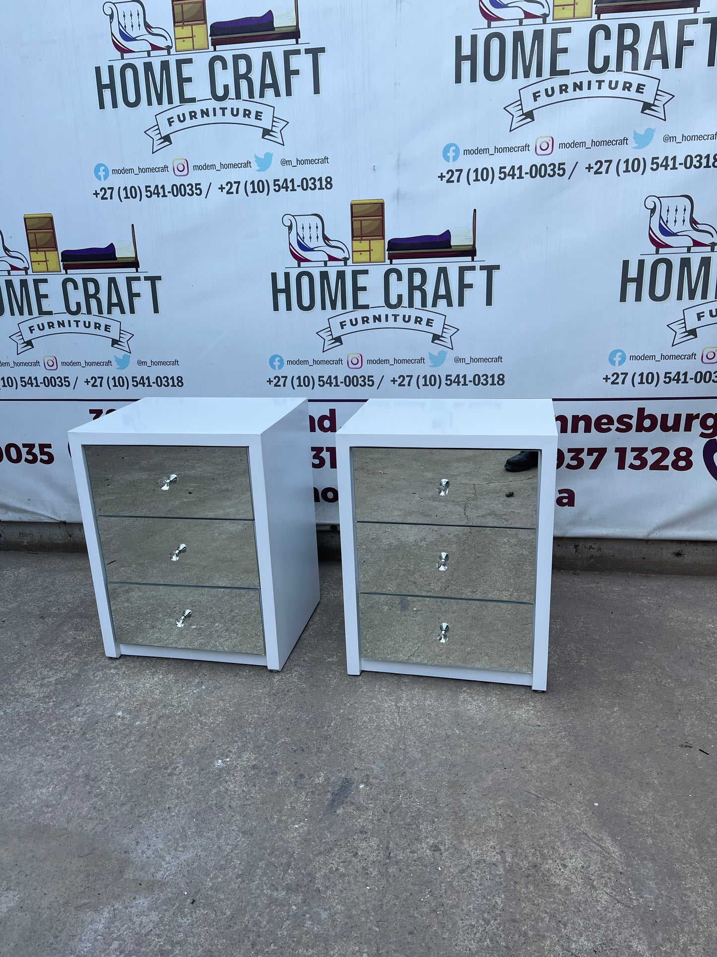 Rose - 3 Drawer Pedestals x 2 With Mirror Faces