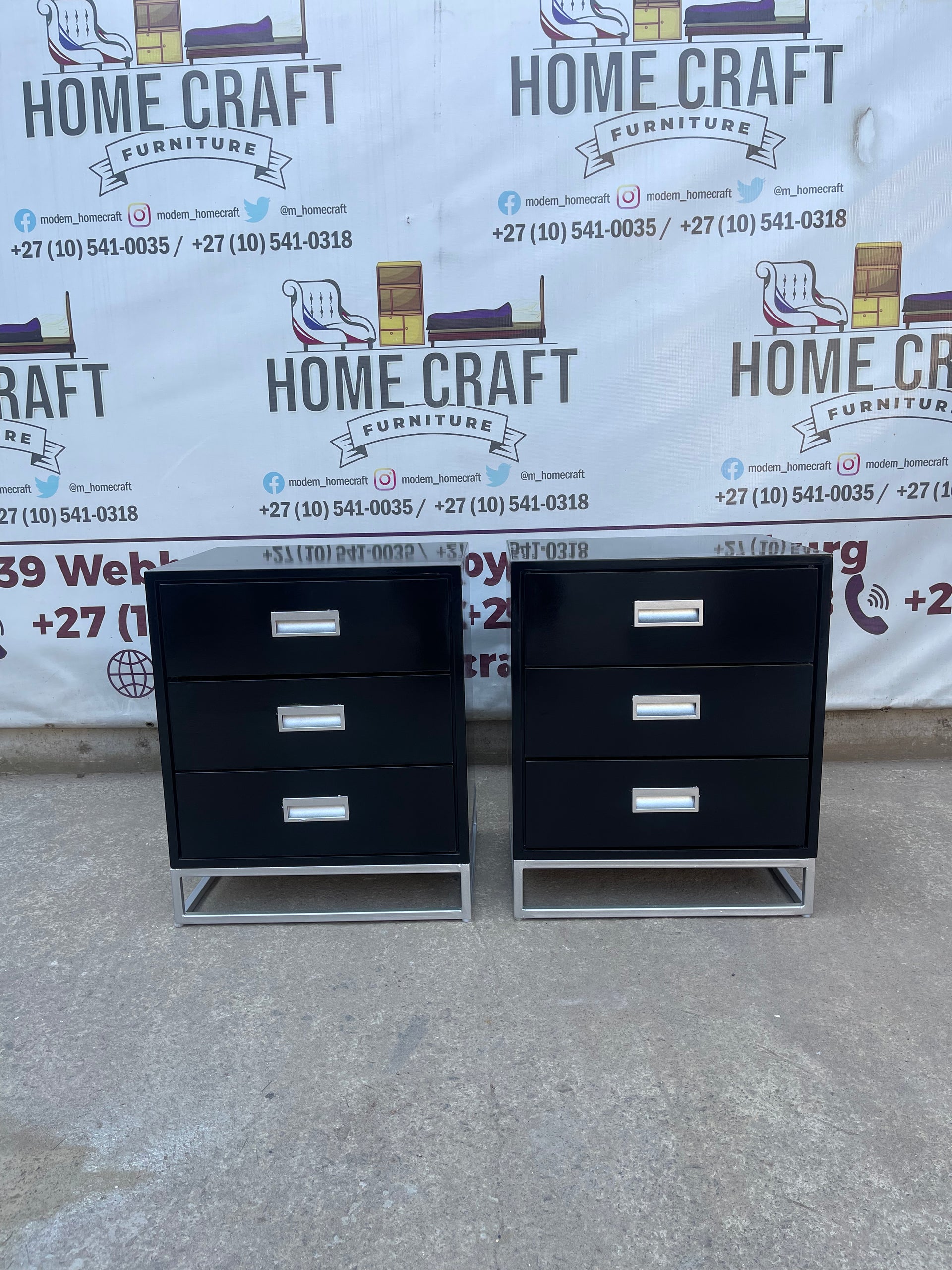 3 Drawer Pedestals With Centre Hole Handles
