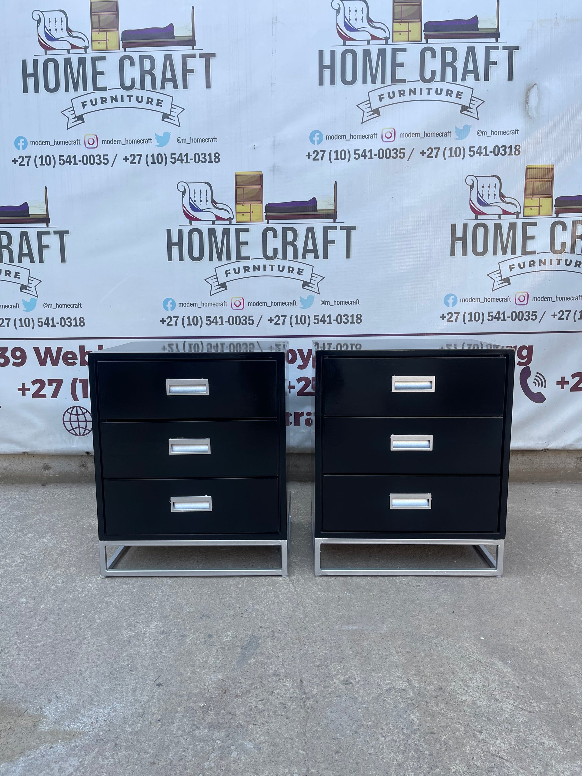 3 Drawer Pedestals With Centre Hole Handles