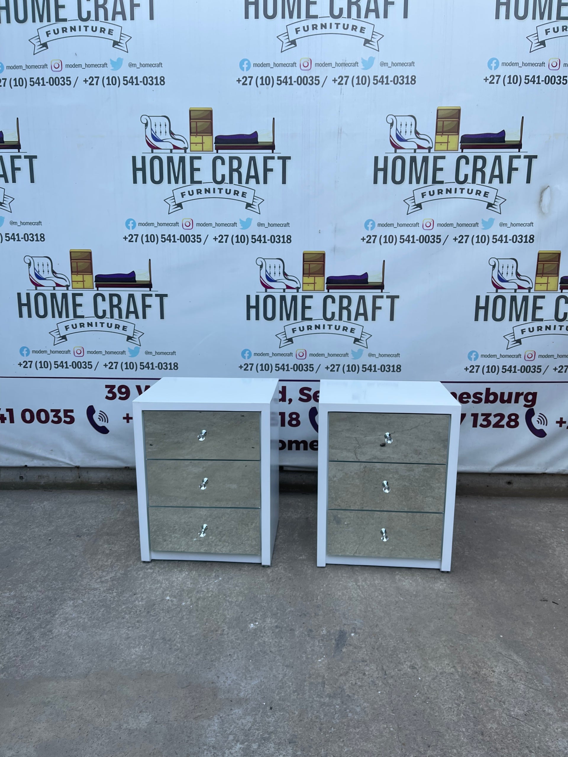 Rose - 3 Drawer Pedestals x 2 With Mirror Faces