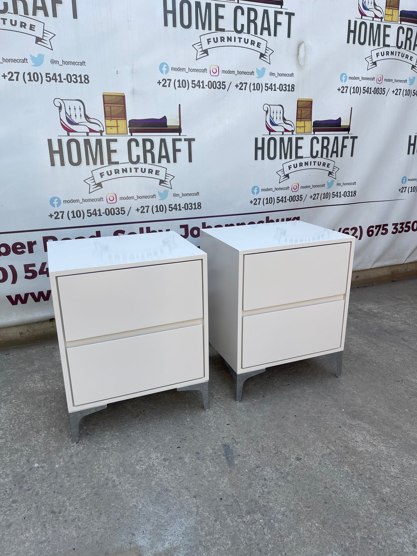 2 Drawer Pedestals x 2 With Silver Legs