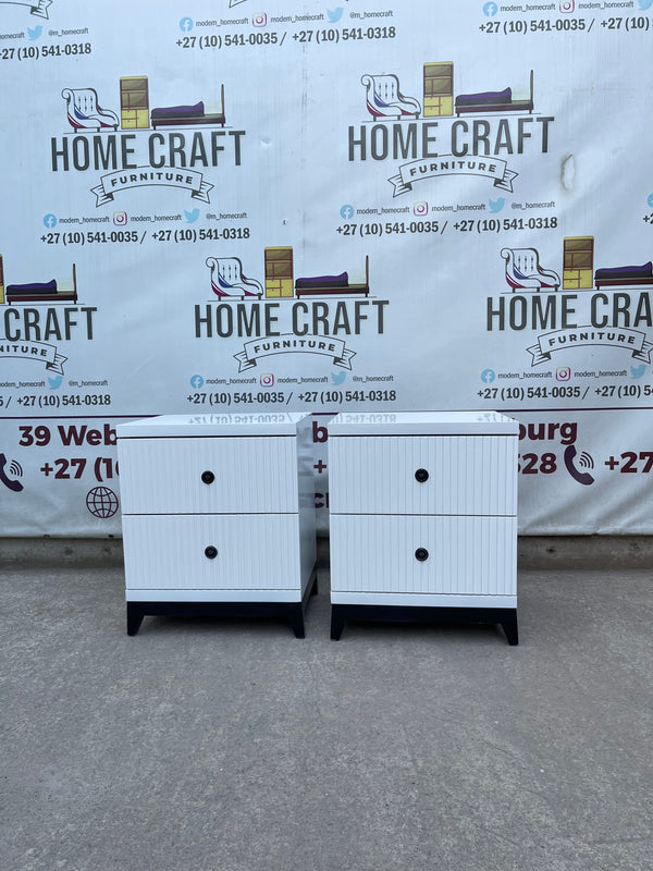 2 Drawer Pedestals With Lines & Pine Legs