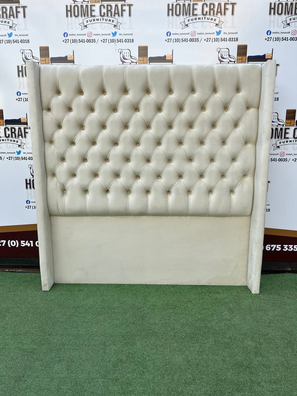 Queen Diamond Headboard With Wings - Cream