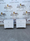 2 Drawer Pedestals With Lines & Silver Legs - White