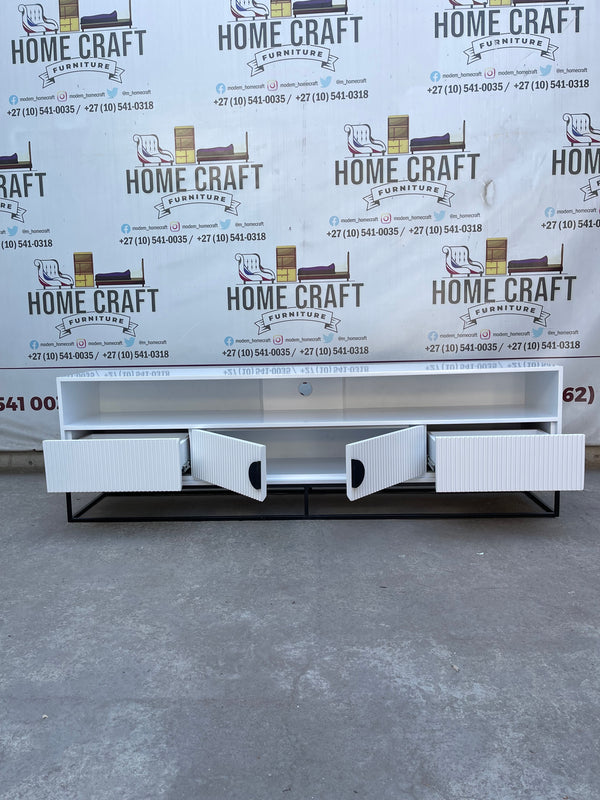 Linda - 2 Drawer & 2 Doors Tv Stand - With Centre Shelves - White & Black