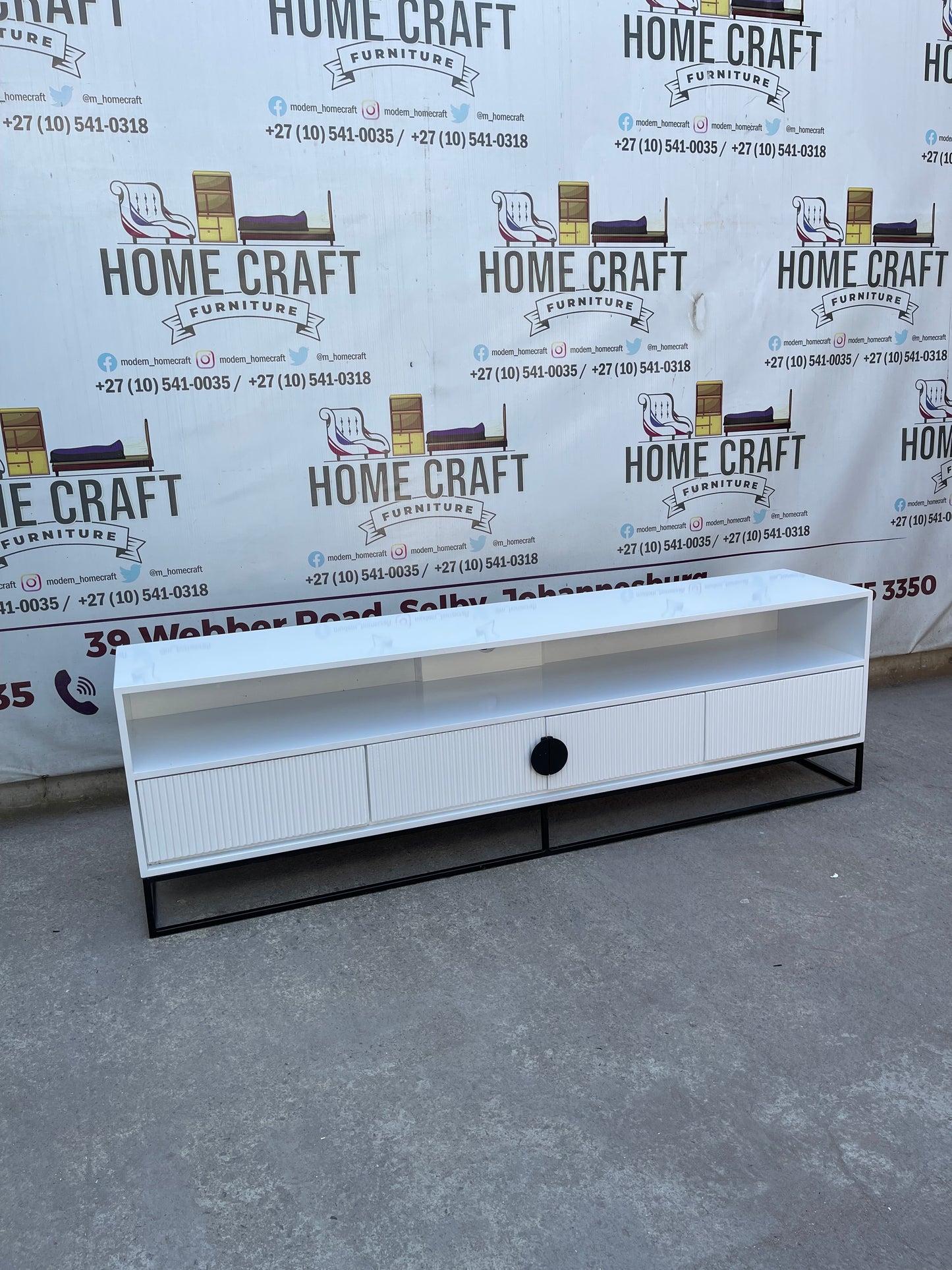 Linda - 2 Drawer & 2 Doors Tv Stand - With Centre Shelves - White & Black