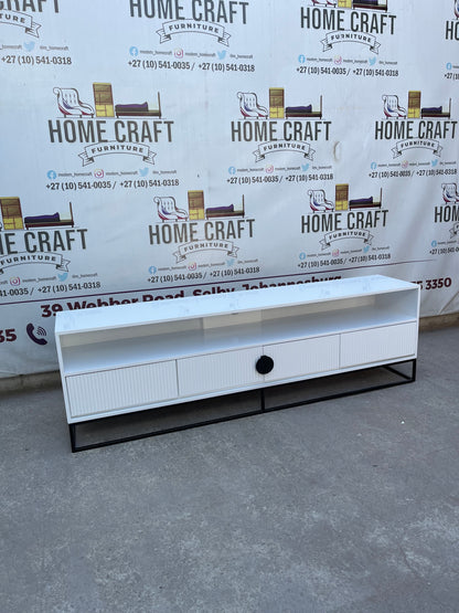 Linda - 2 Drawer & 2 Doors Tv Stand - With Centre Shelves - White & Black