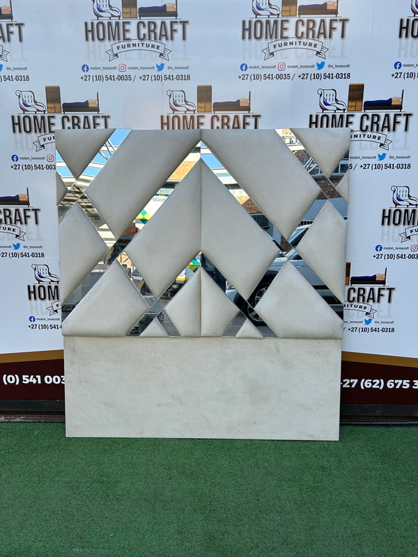 Queen Headboard With Mirrors - Cream