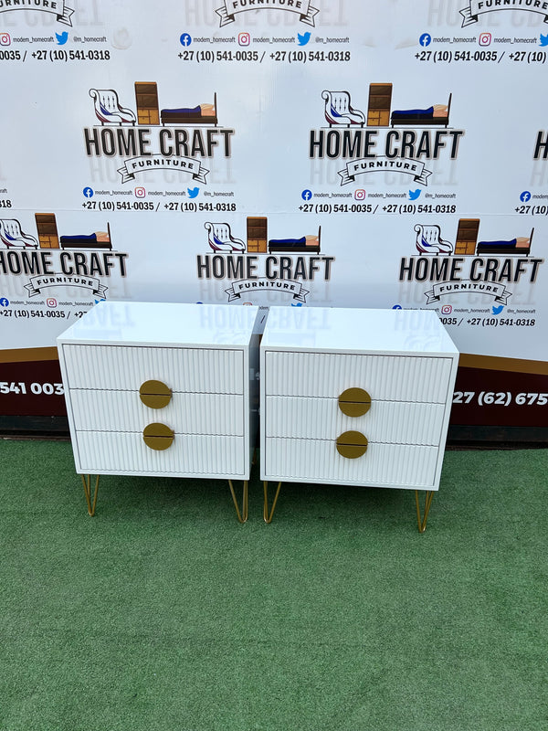 3 Drawer Pedestals x 2 - Moon Handles