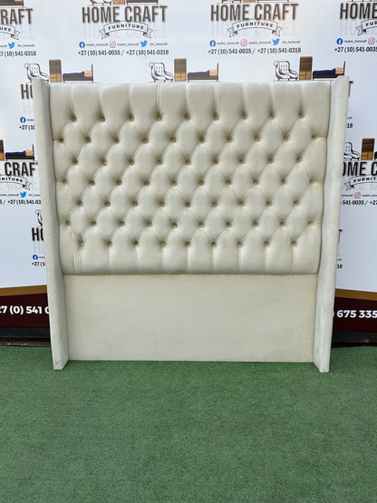 Queen Diamond Headboard With Wings - Cream
