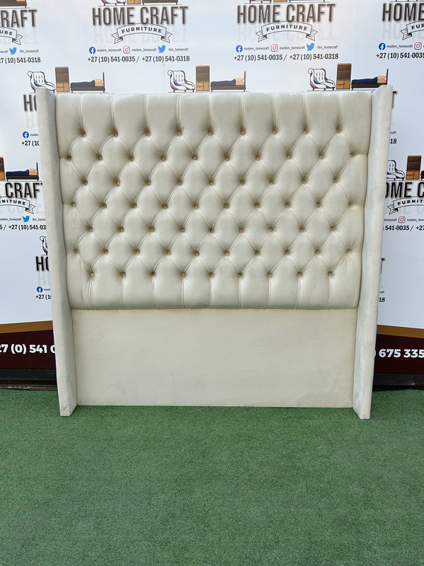 Queen Diamond Headboard With Wings - Cream