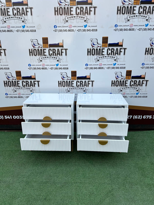 3 Drawer Pedestals x 2 - Moon Handles