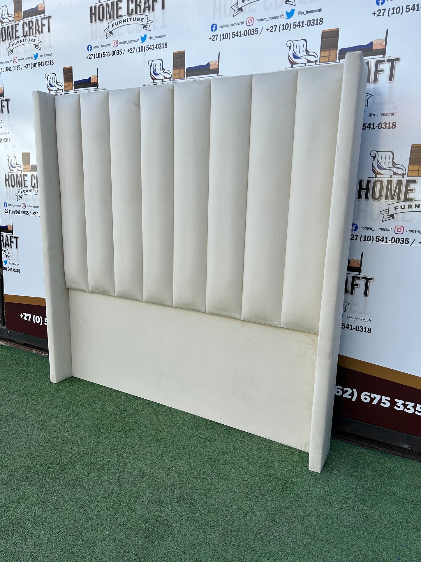 Queen Straight Panels Headboard With Wings - Cream