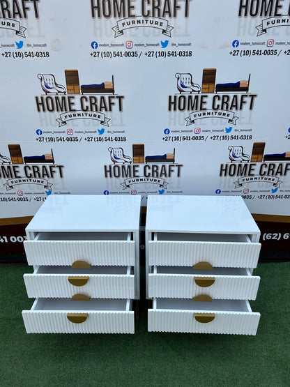 3 Drawer Pedestals x 2 - Moon Handles