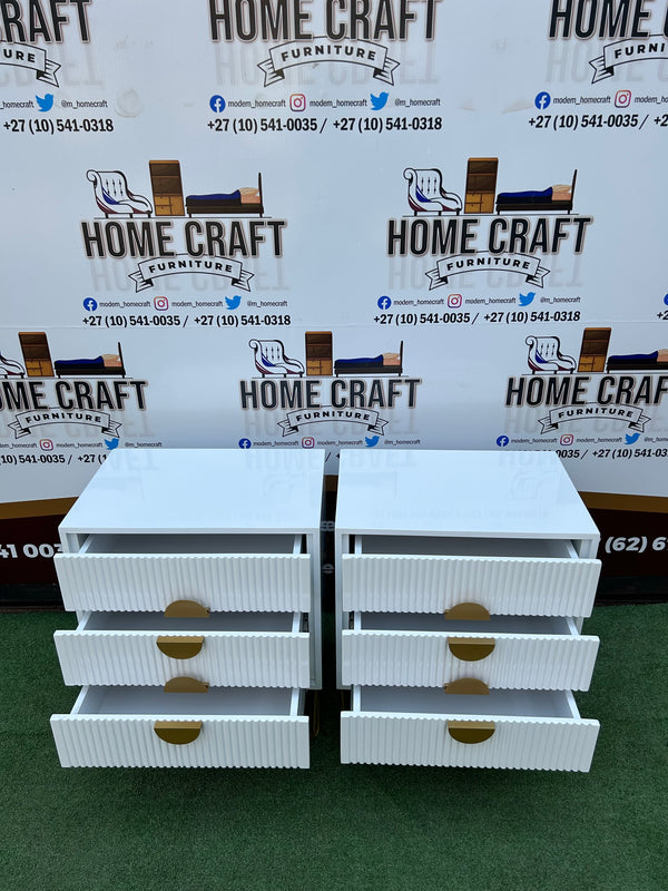 3 Drawer Pedestals x 2 - Moon Handles