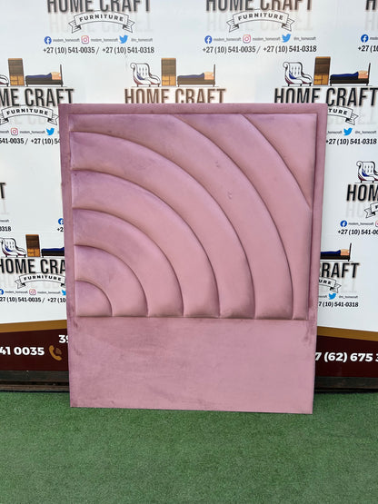 Double Headboard With Curved Panels  - Pink
