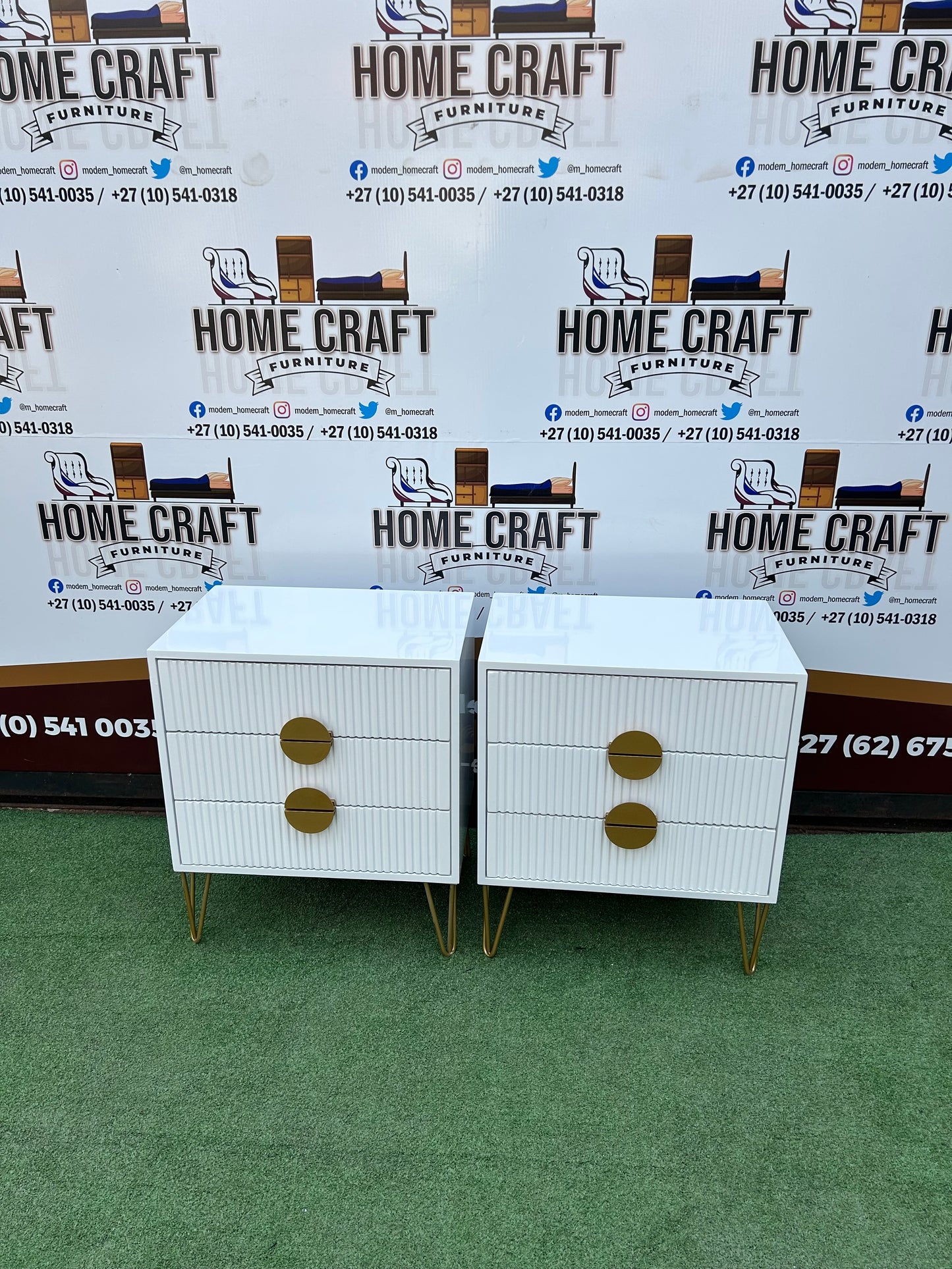 3 Drawer Pedestals x 2 - Moon Handles