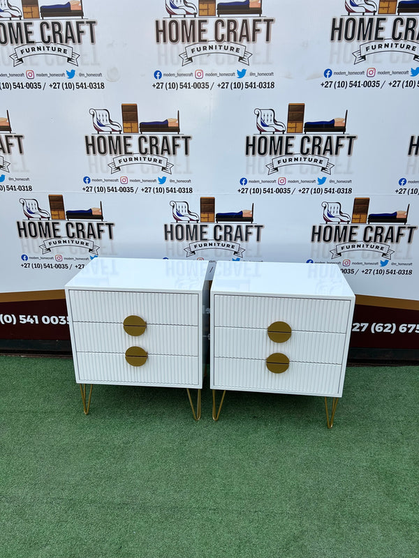 3 Drawer Pedestals x 2 - Moon Handles