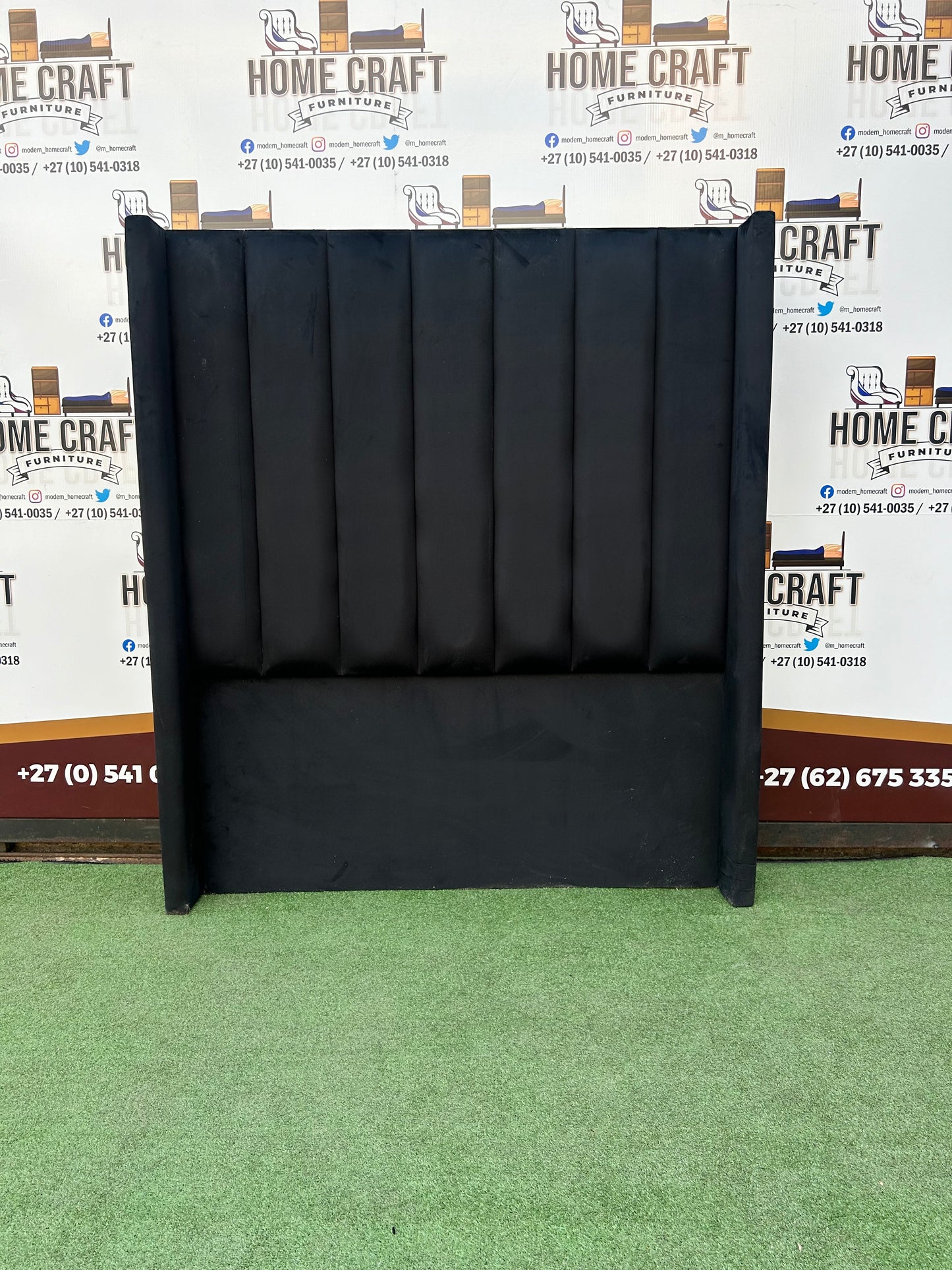 Queen Straight Panels Headboard With Wings - Black