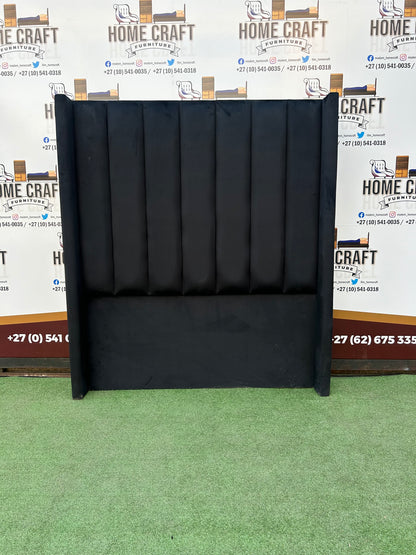 Queen Straight Panels Headboard With Wings - Black