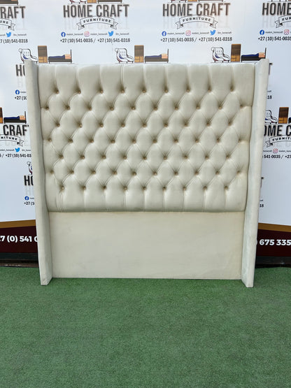 Queen Diamond Headboard With Wings - Cream