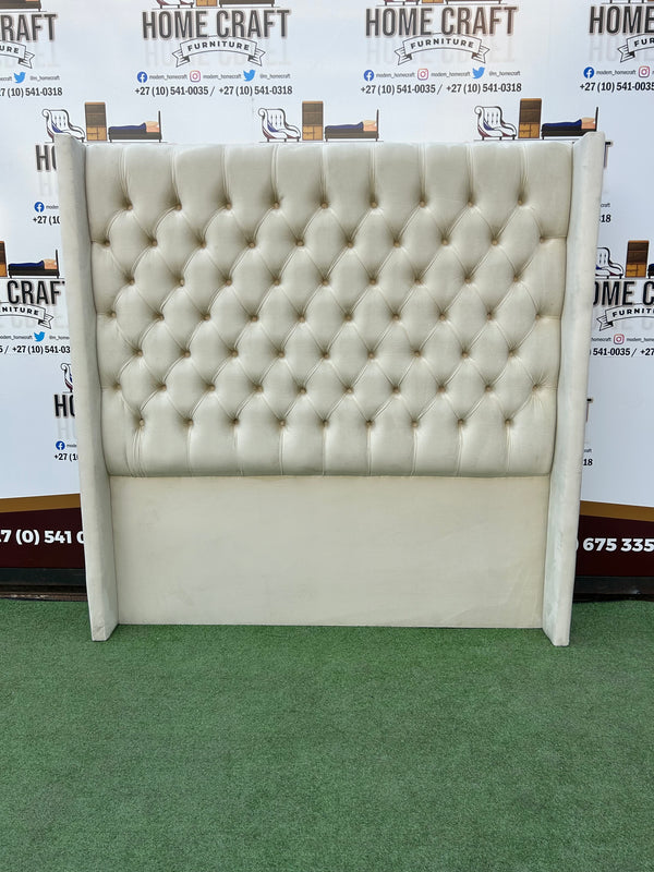 Queen Diamond Headboard With Wings - Cream