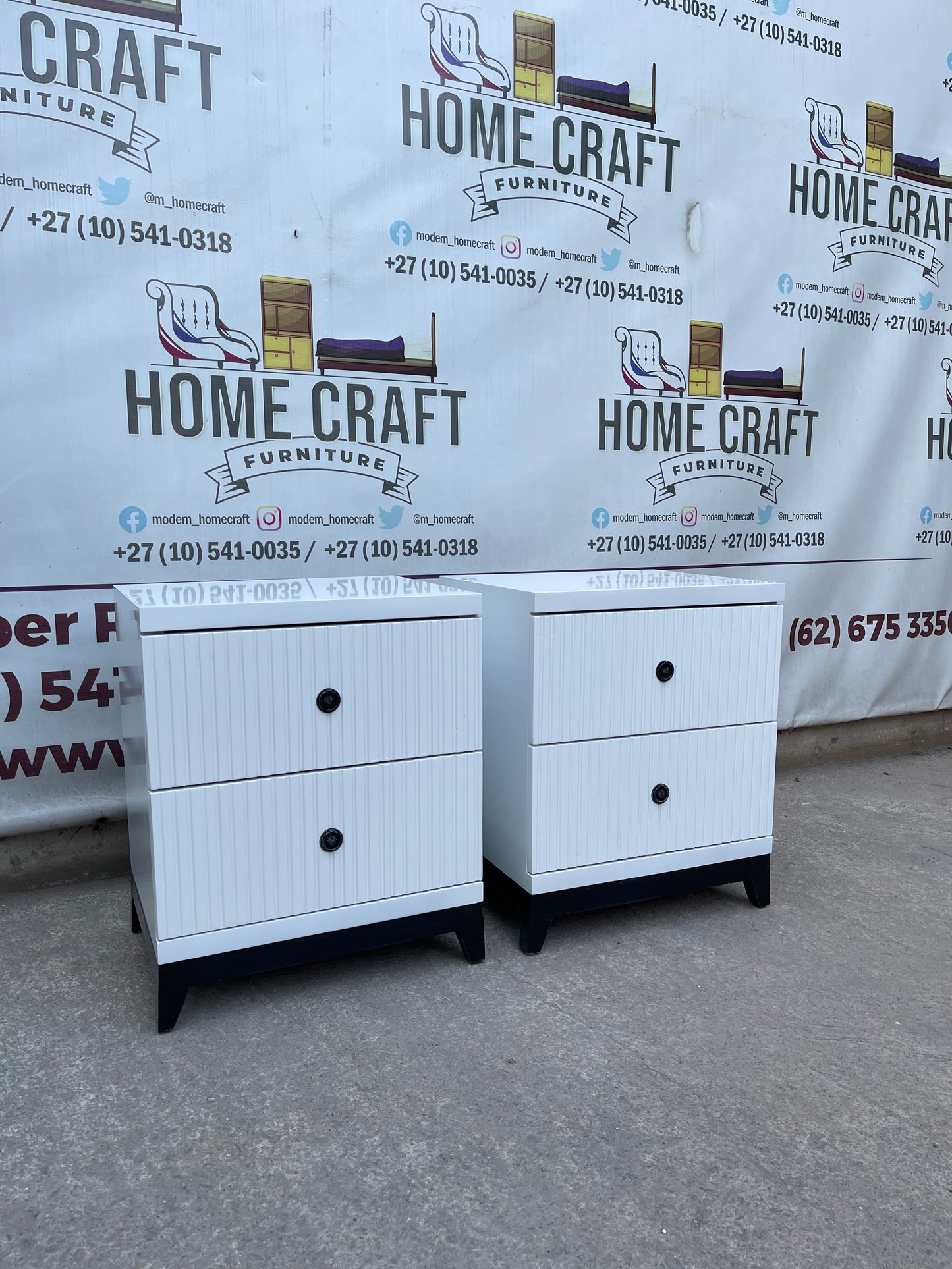 2 Drawer Pedestals With Lines & Pine Legs