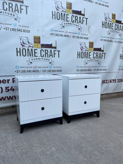 2 Drawer Pedestals With Lines & Pine Legs