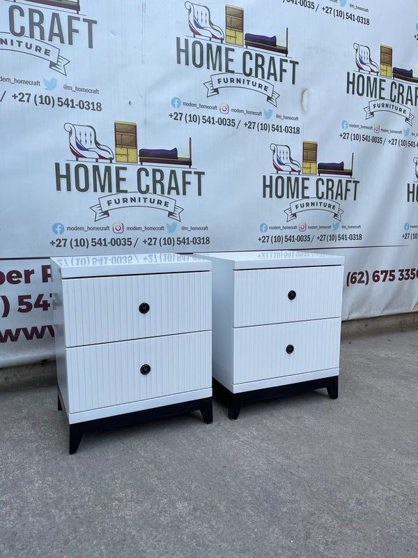 2 Drawer Pedestals With Lines & Pine Legs