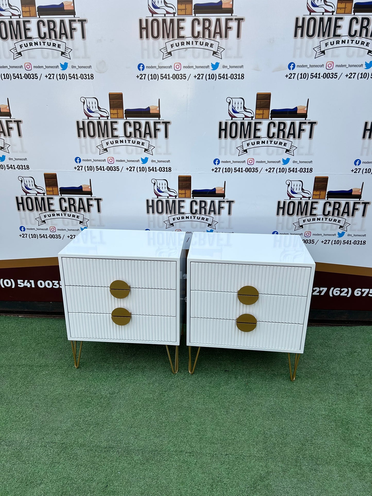 3 Drawer Pedestals x 2 - Moon Handles