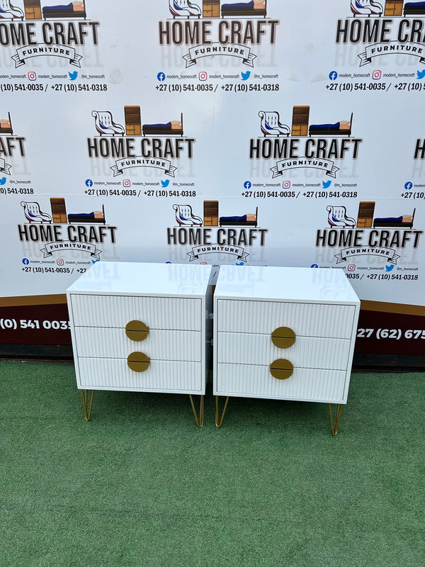 3 Drawer Pedestals x 2 - Moon Handles