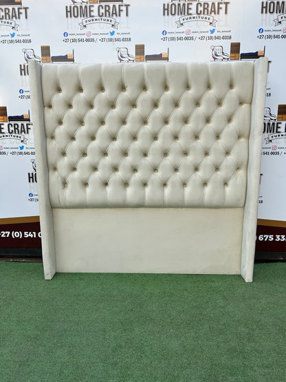 Queen Diamond Headboard With Wings - Cream