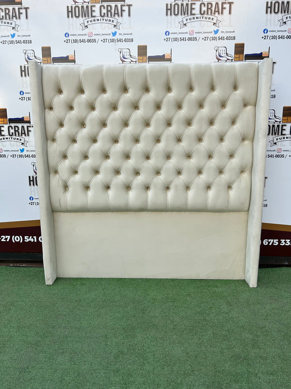 Queen Diamond Headboard With Wings - Cream