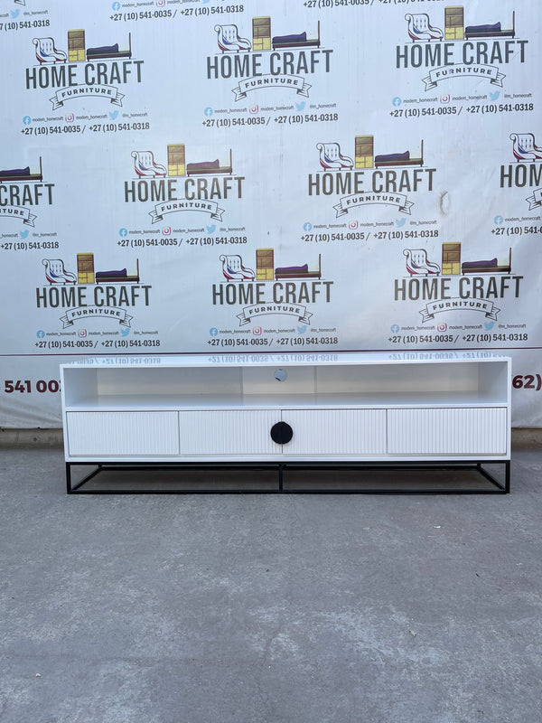 Linda - 2 Drawer & 2 Doors Tv Stand - With Centre Shelves - White & Black