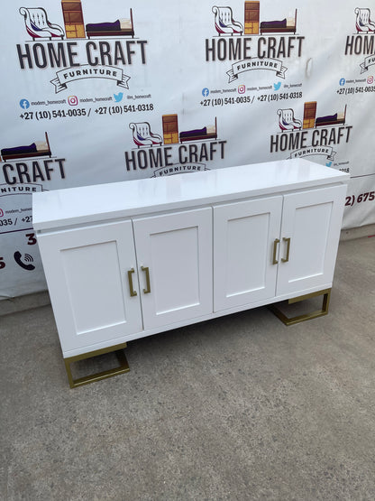 Plush Server (Gold) - 4 Doors With Shelves