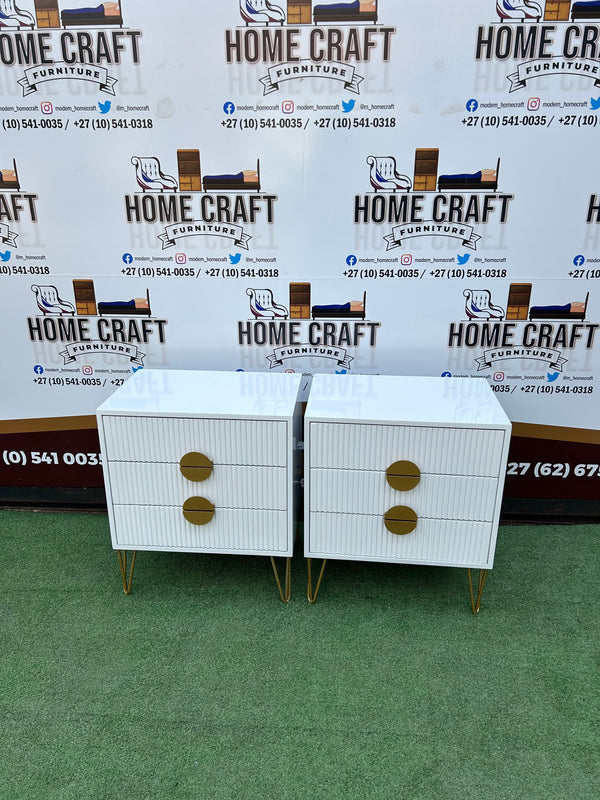 3 Drawer Pedestals x 2 - Moon Handles