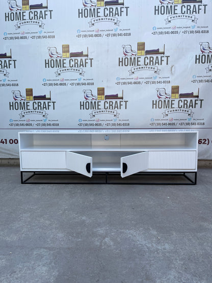 Linda - 2 Drawer & 2 Doors Tv Stand - With Centre Shelves - White & Black