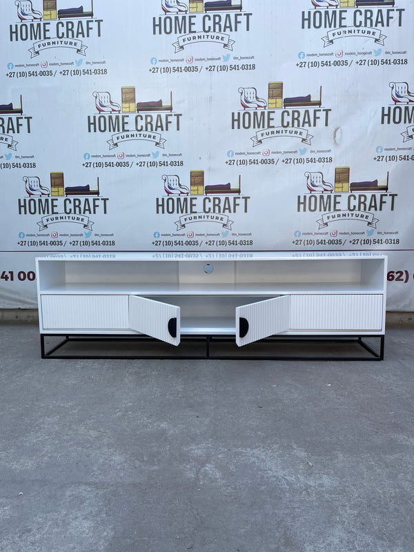 Linda - 2 Drawer & 2 Doors Tv Stand - With Centre Shelves - White & Black