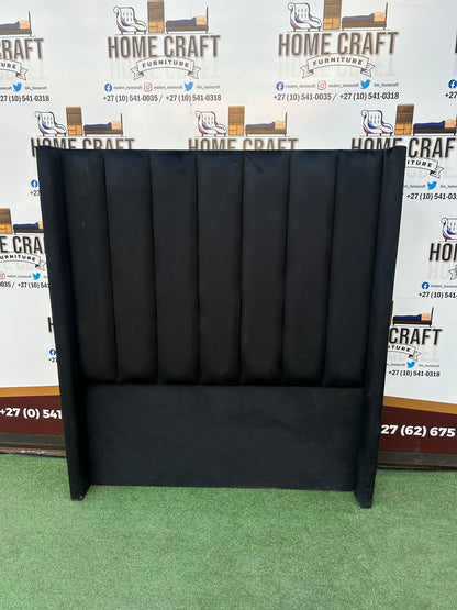 Queen Straight Panels Headboard With Wings - Black