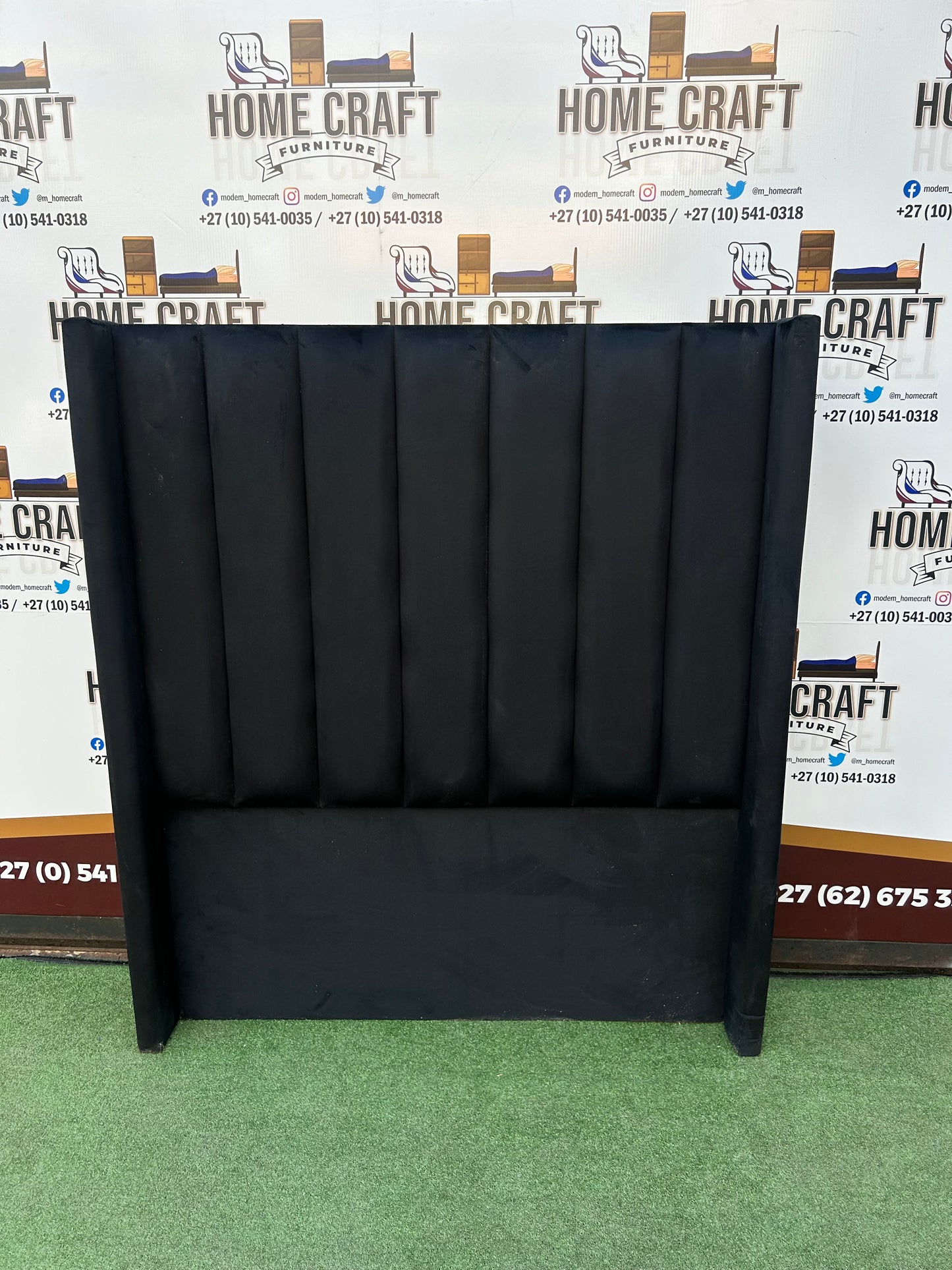 Queen Straight Panels Headboard With Wings - Black