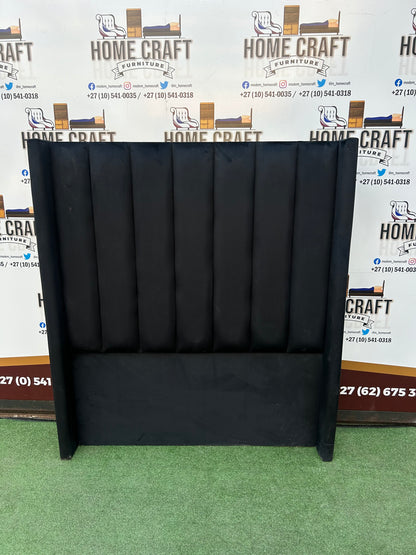 Queen Straight Panels Headboard With Wings - Black