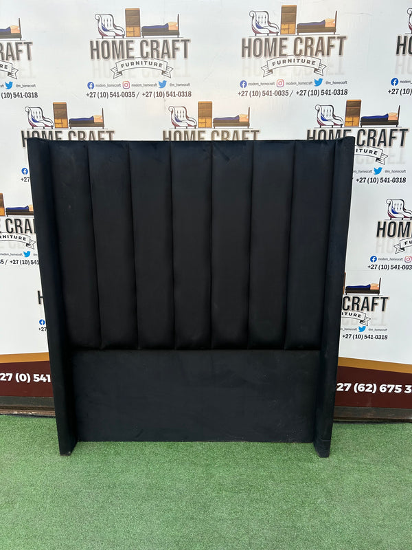 Queen Straight Panels Headboard With Wings - Black