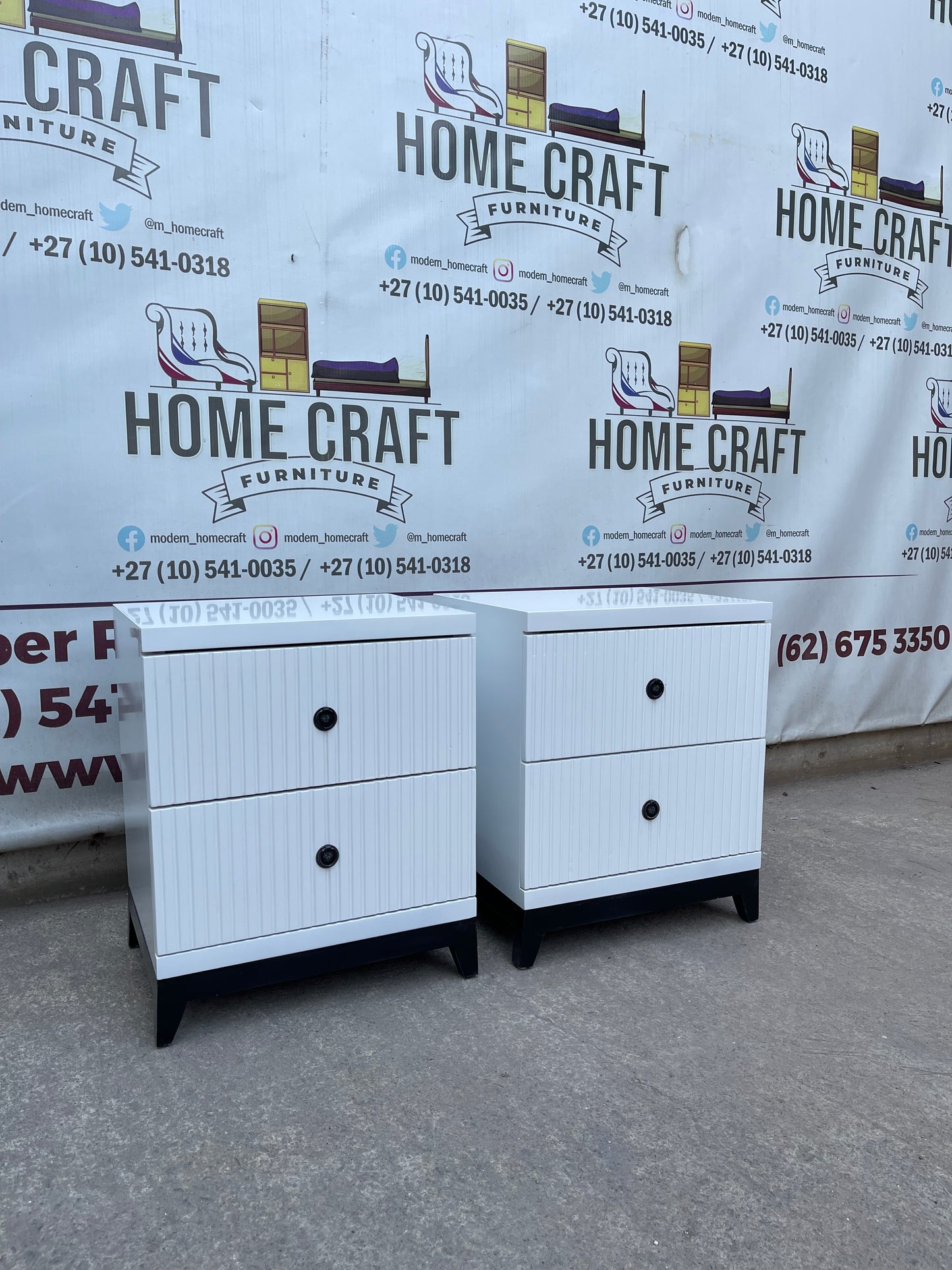 2 Drawer Pedestals With Lines & Pine Legs