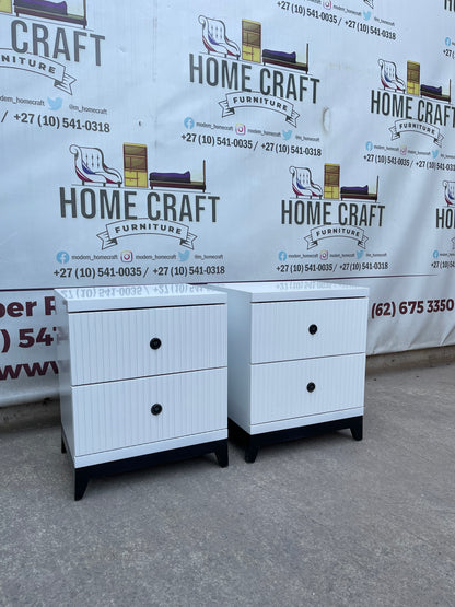 2 Drawer Pedestals With Lines & Pine Legs