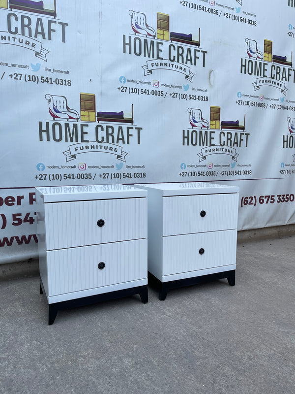 2 Drawer Pedestals With Lines & Pine Legs