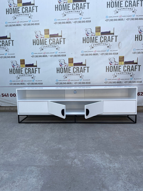 Linda - 2 Drawer & 2 Doors Tv Stand - With Centre Shelves - White & Black